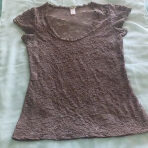 DownEast Brown Lace Blouse